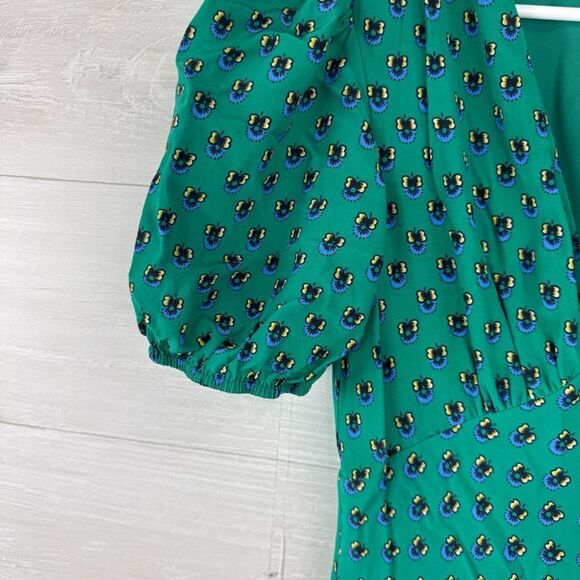 Staud Milla Bine Calico Puff Sleeve Fit and Flare Mini Dress - Picture 5 of 9